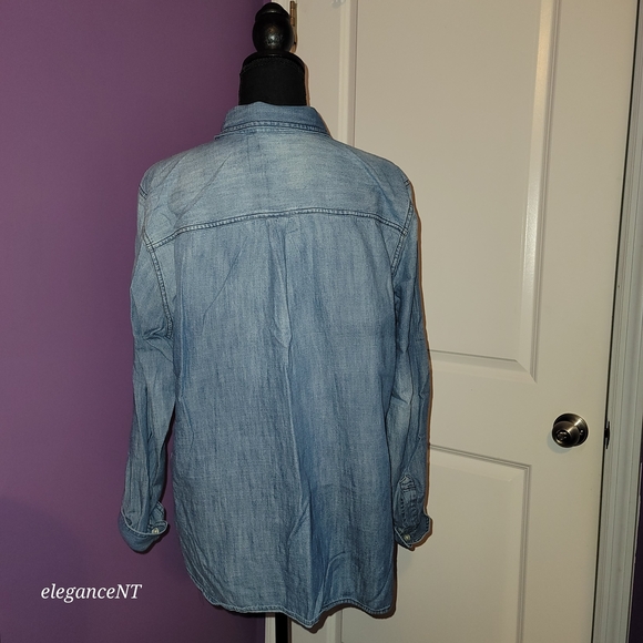 Old Navy Light Blue Classic Denim Shirt Sz: XL - Picture 4 of 8